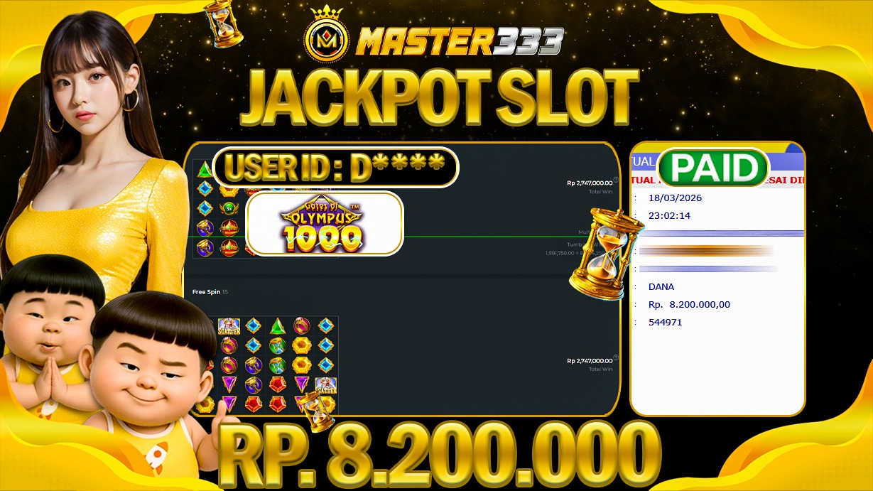JACKPOT 8.200.000 JUTA DIMASTER333 LANGSUNG DI BAYAR LUNAS